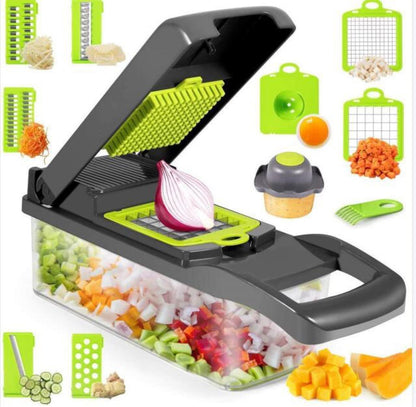 SliceMaster 12-in-1 Manual Vegetable Chopper - Ultimate Kitchen Gadget for Effortless Food Prep & Onion Slicing