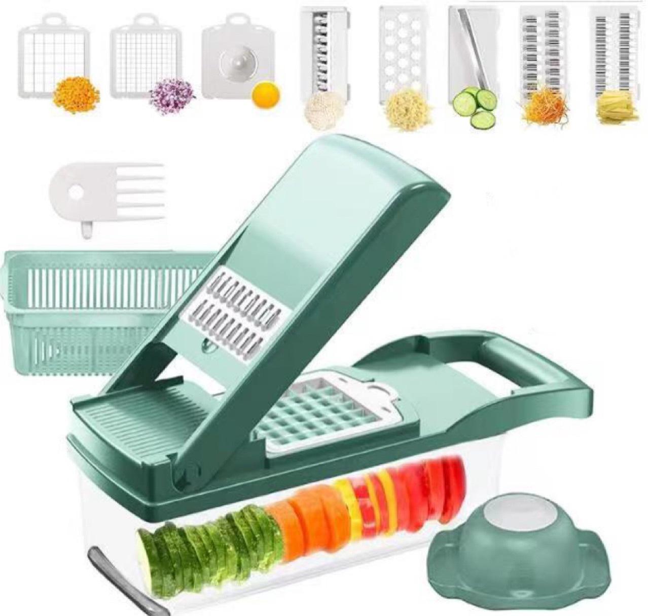 SliceMaster 12-in-1 Manual Vegetable Chopper - Ultimate Kitchen Gadget for Effortless Food Prep & Onion Slicing