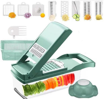 SliceMaster 12-in-1 Manual Vegetable Chopper - Ultimate Kitchen Gadget for Effortless Food Prep & Onion Slicing