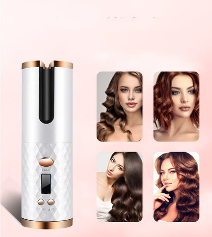 GlideWave™ Rechargeable Automatic Hair Curler | Portable, LCD Display, Ceramic Rotating Styler for Effortless Waves