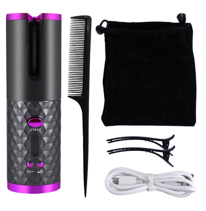 GlideWave™ Rechargeable Automatic Hair Curler | Portable, LCD Display, Ceramic Rotating Styler for Effortless Waves