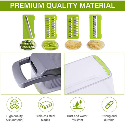 SliceMaster 12-in-1 Manual Vegetable Chopper - Ultimate Kitchen Gadget for Effortless Food Prep & Onion Slicing