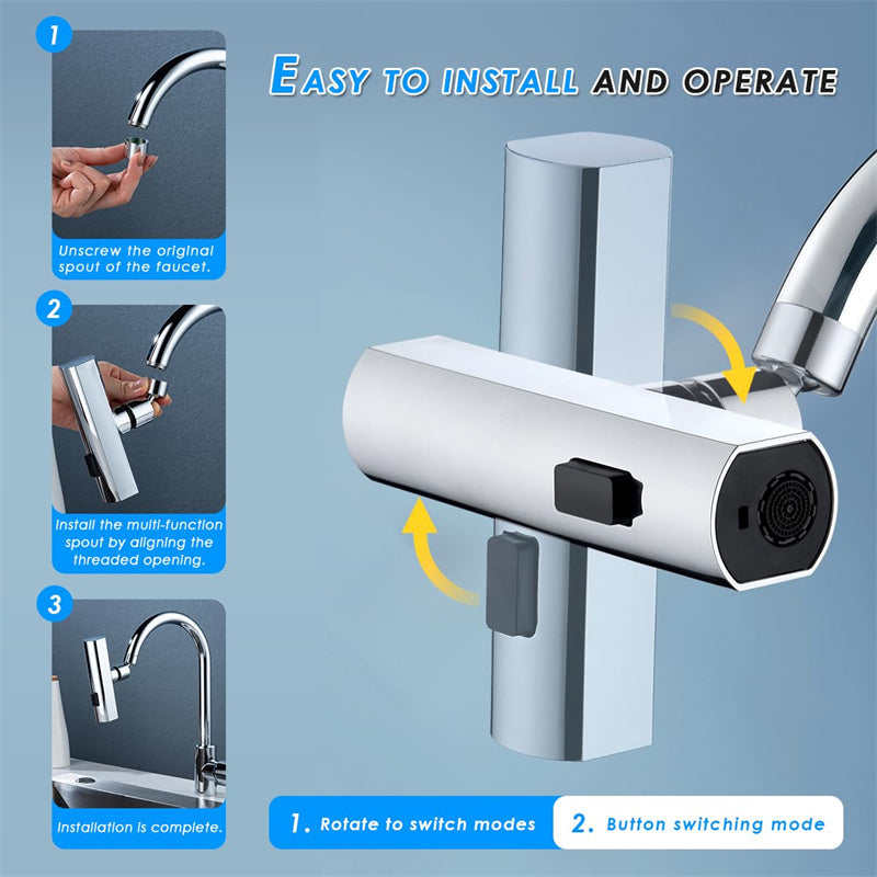 AquaFlow™ No-Splash Rotating Faucet - Universal, Multifunctional Water Nozzle for Kitchen Sinks